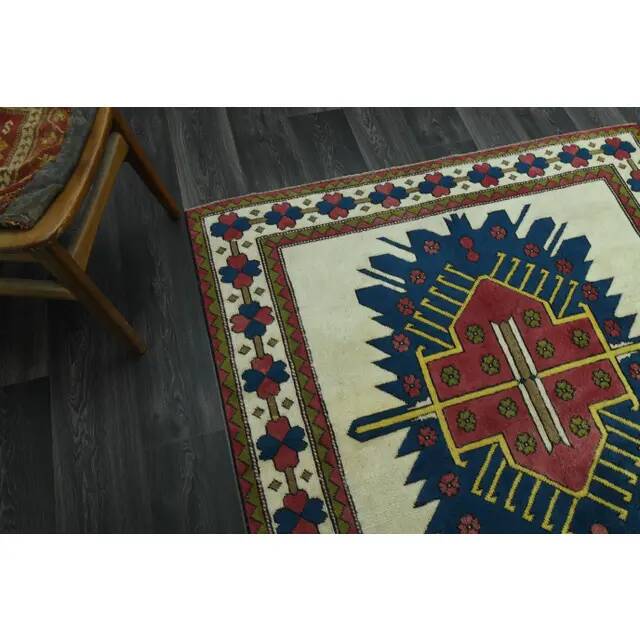 1970s Vintage Turkish Oushak Handmade Wool Cotton Beige Area Rug 160x265
