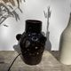 Brutalist lamp in black / brown ceramic openwork 1970
