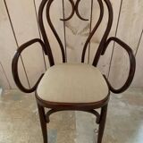 Set of 4 curved wooden armchairs