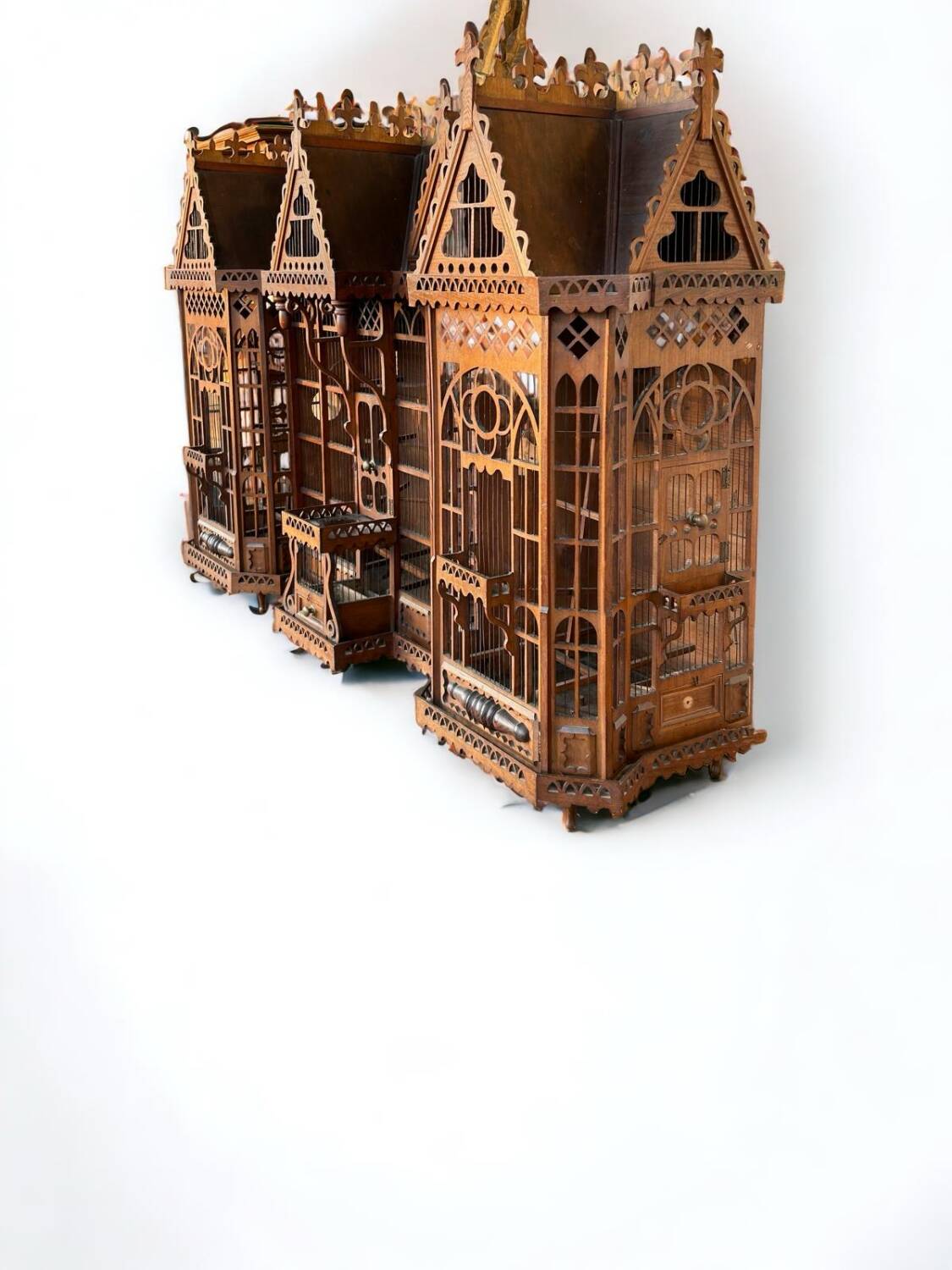 Important bird cage - aviary representing a house early 20th century l 158 cm