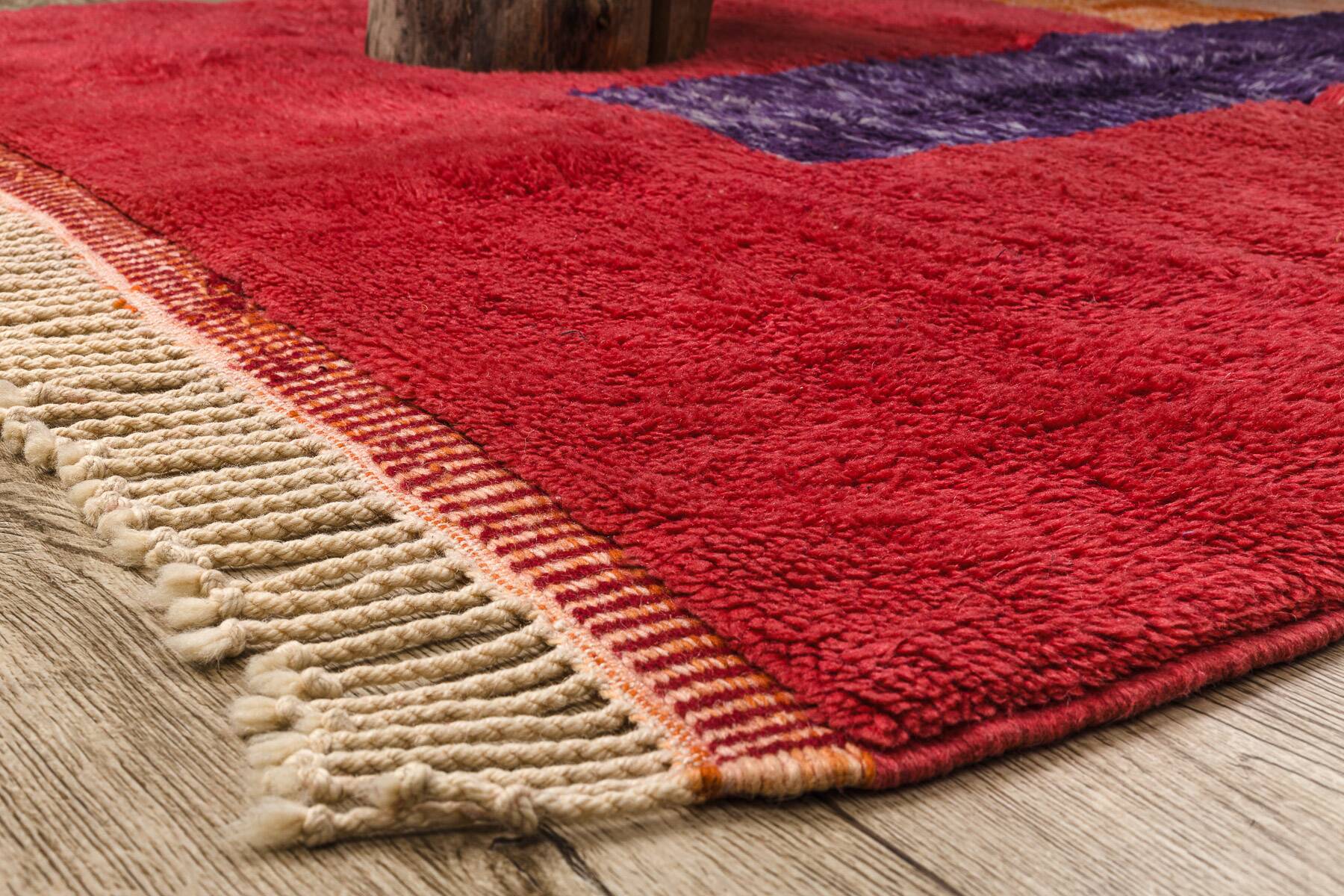 Berber mr4015 beni mrirt handwoven rug from morocco, geometric - red / orange