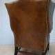 Vintage Cognac Leather Wingback Chesterfield Armchair, England 1940s