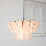 Vintage Austrolux Glass Chandelier: Mid-Century Chrome Pendant Light