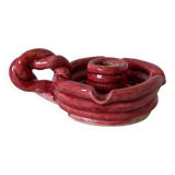 pink woven slip candle holder 1960