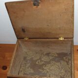 Old box with inscription, fittings, lock and key