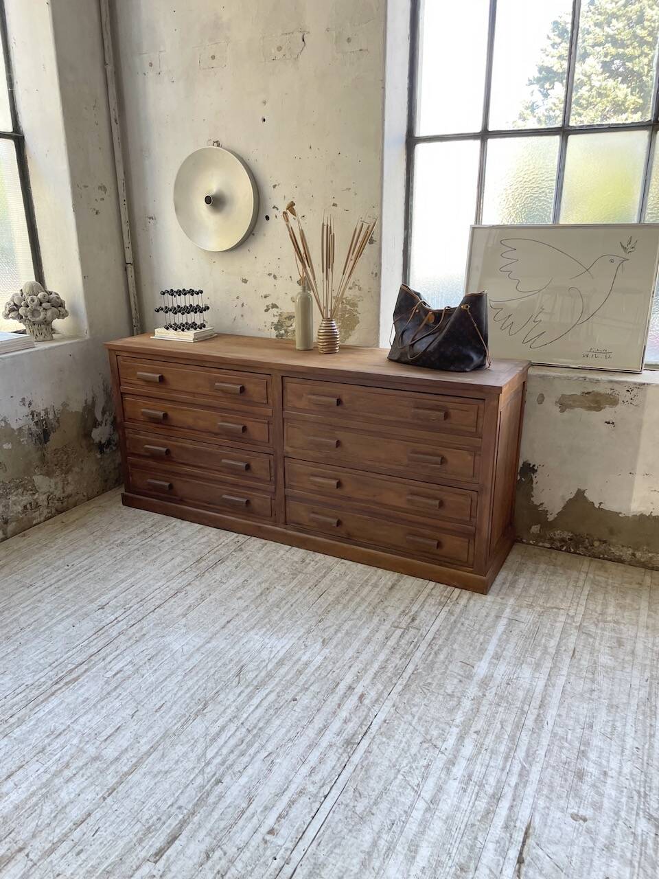 50s pitch pine haberdashery cabinet