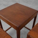 Set of 3 oak wood stacking tables in Art Deco style, France ca. 1925