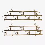 1 of 2 brass coat racks with 7 foldable hooks 1940s art-deco