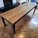 Large oak and steel bench