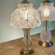 Pair of cut crystal and brass lamps - European production 1950
