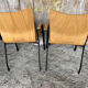 Pair of Vintage RONÉO Armchairs with Black Metal Legs + Curved Wooden Shell
