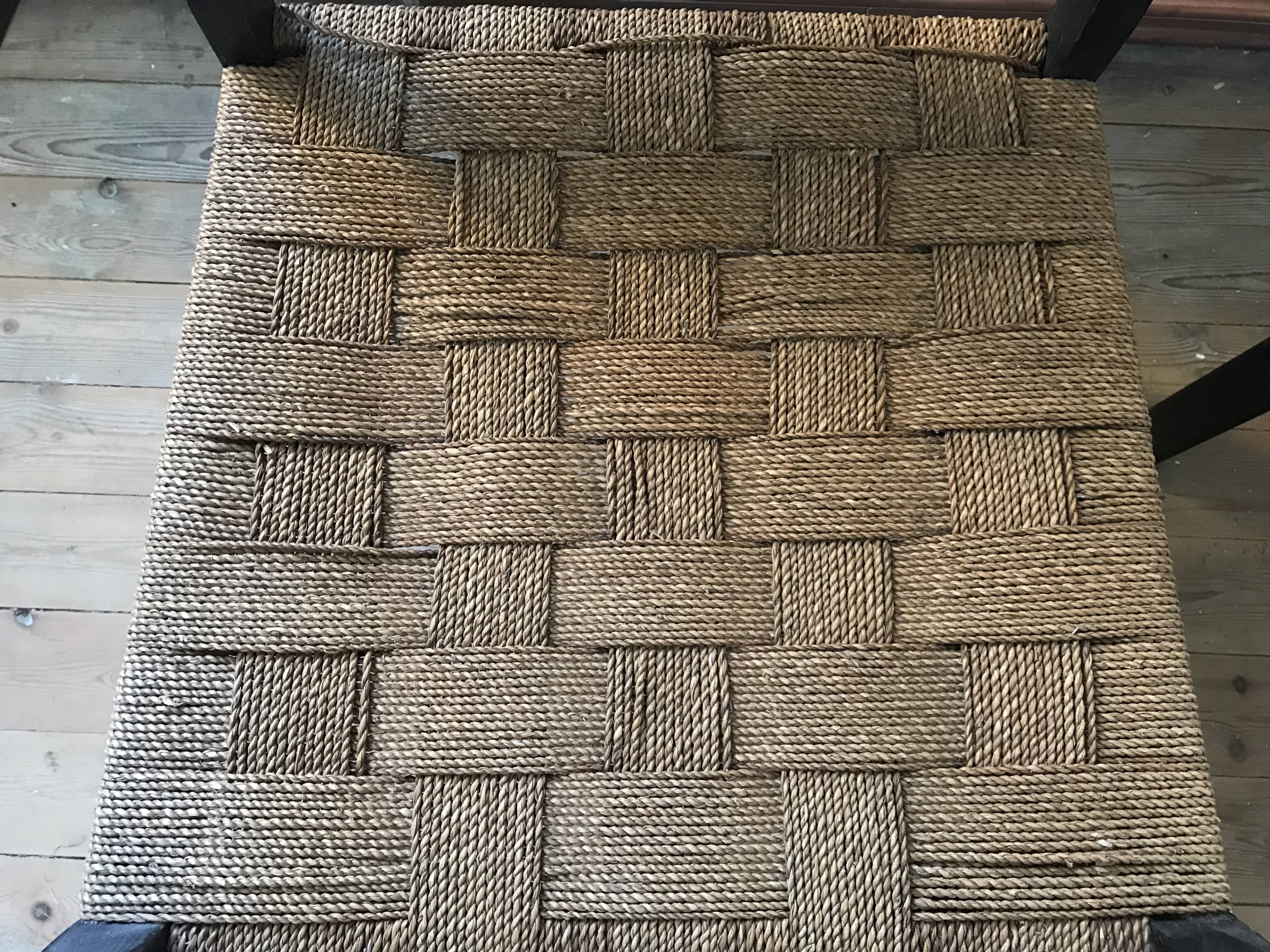 Pair of vintage rope armchairs, wooden frame, Sweden, 1960, Axel Larsson