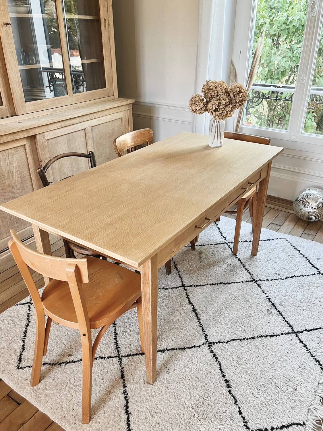 Table vintage année 50 en chêne