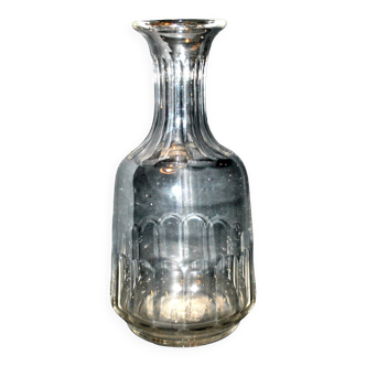 Carafe de bistrot ancienne en verre soufflé taillé à côtes - Carafe à eau pour absinthe pastis