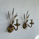 Pair of vegetable sconces sheaf of wheat