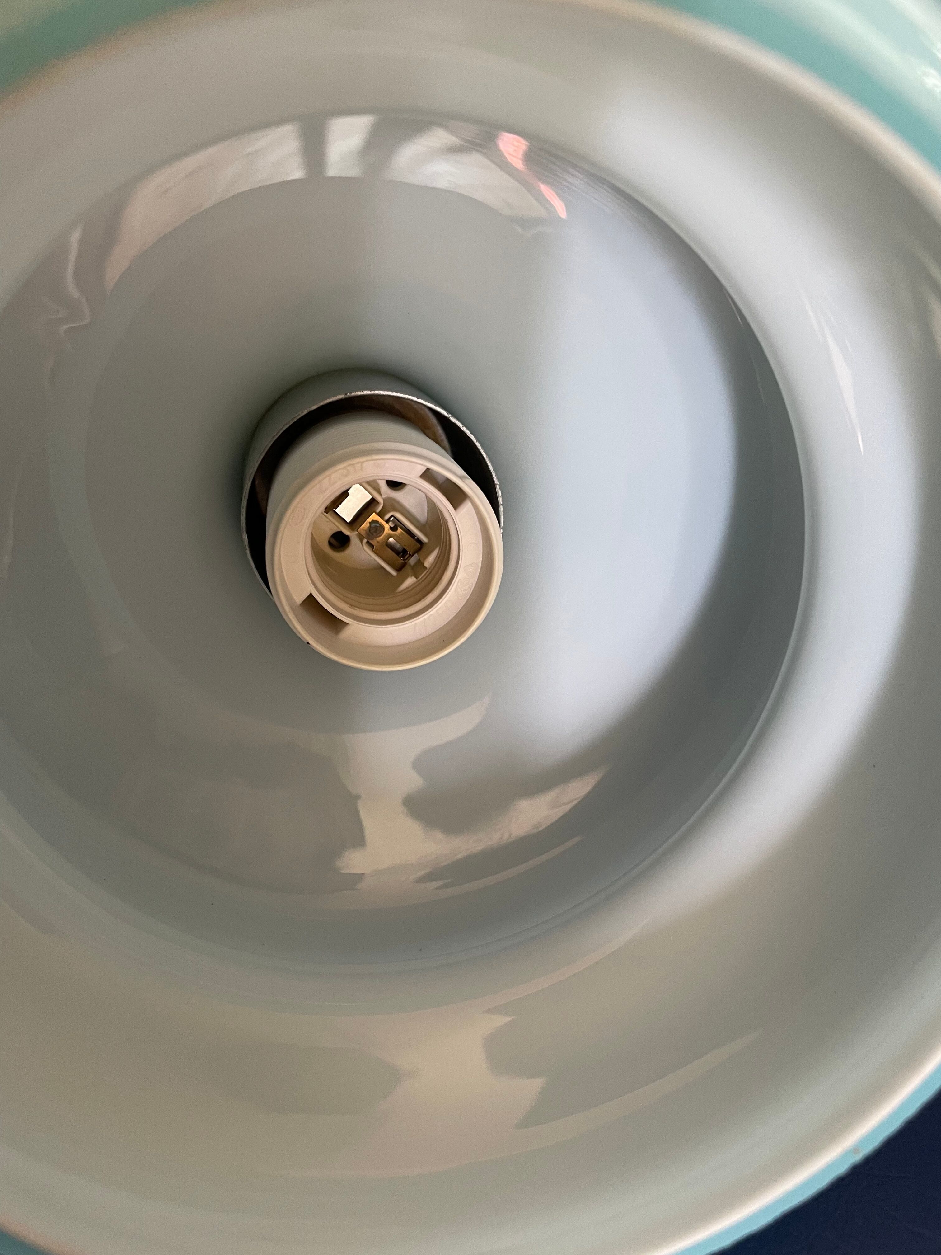 Vintage pendant lamp in blue opaline