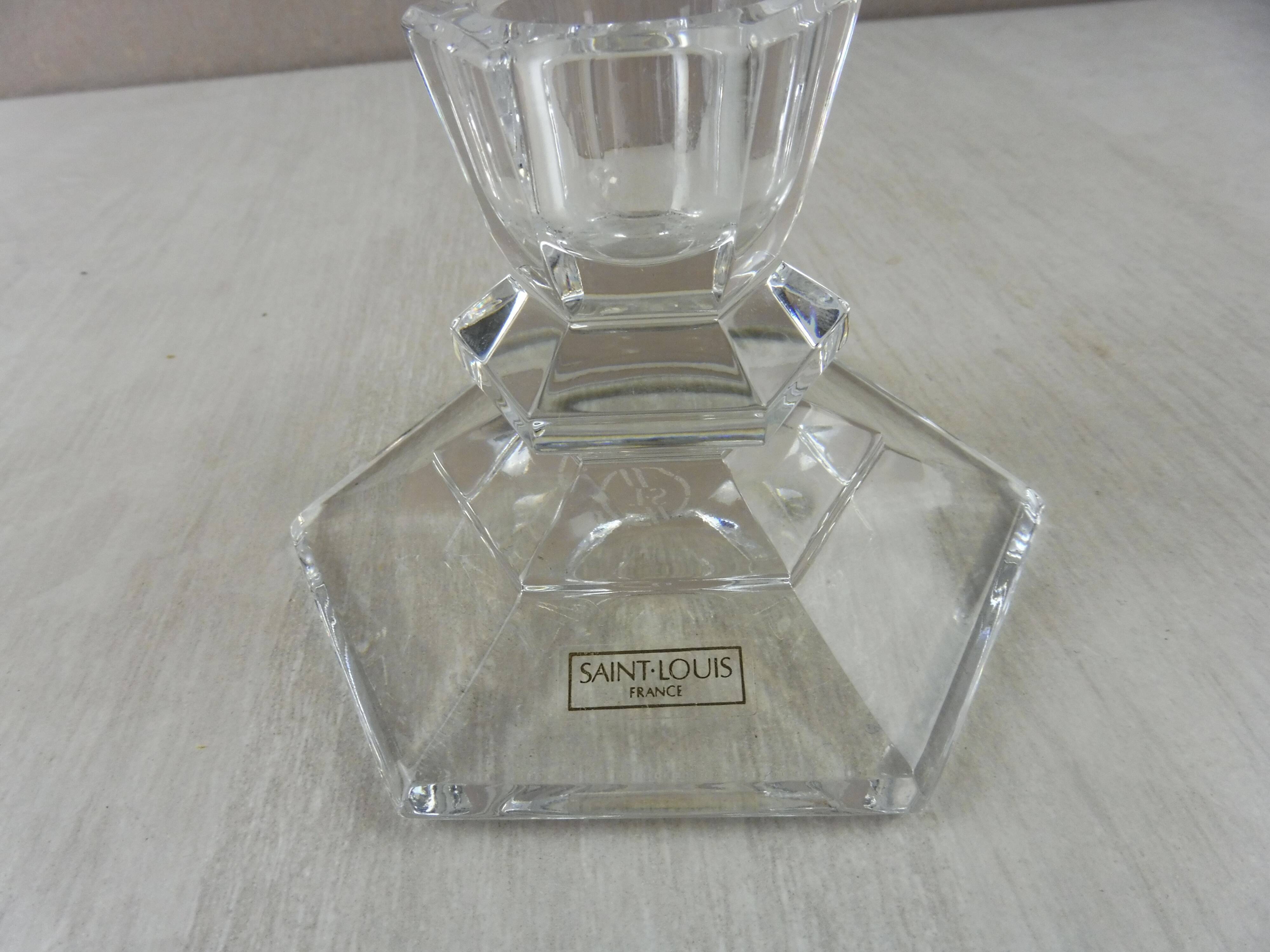 Ancient candlestick, hexagon shape Jardy, St. Louis crystal