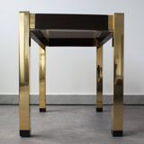 Paire de tables d'appoint, style Hollywood Regency, en laiton, 70's.