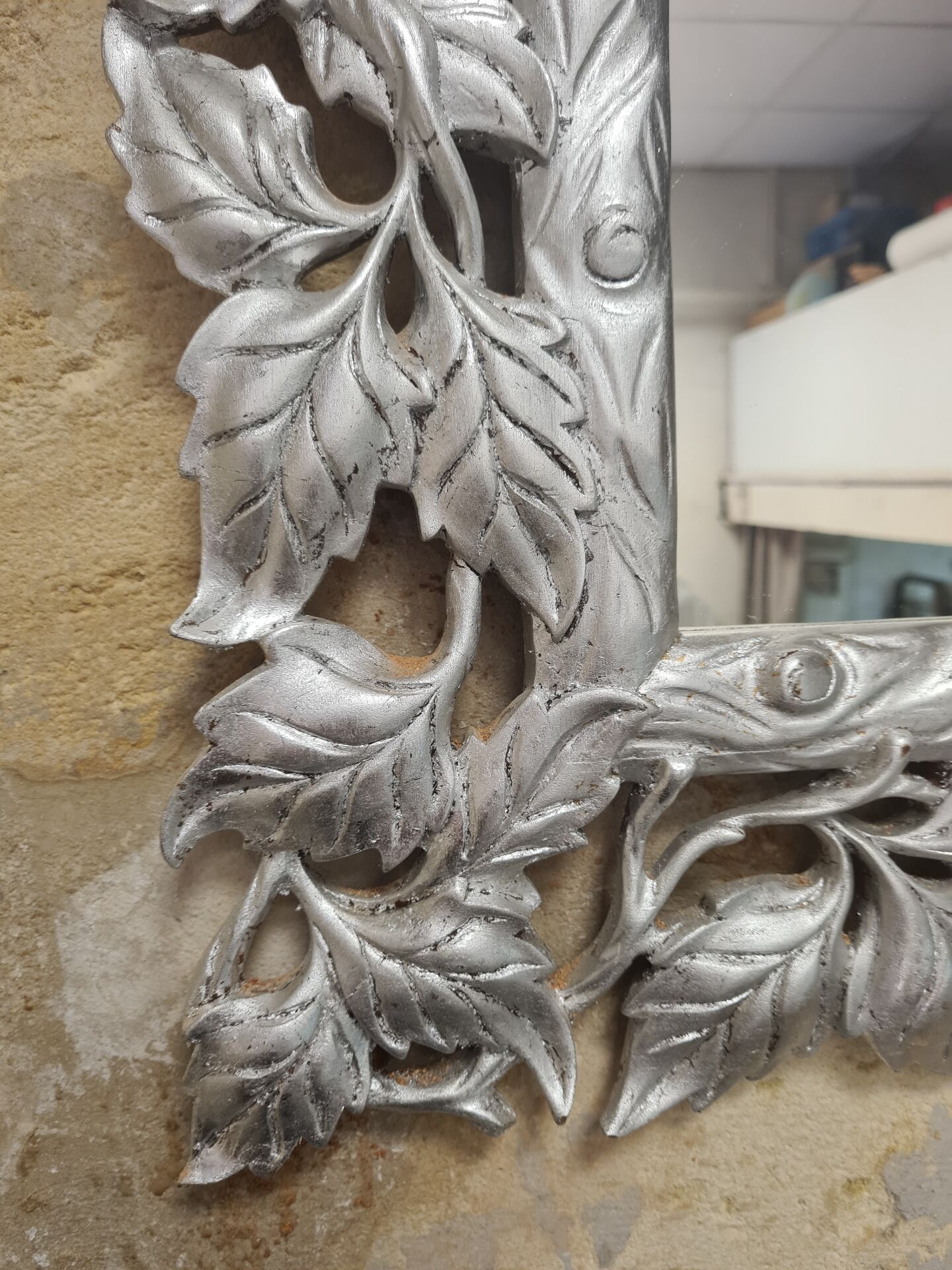 Silver wood mirror
