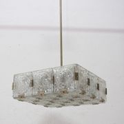 Glass and chromed steel pendant lamp by Kamenický Senov, 1970