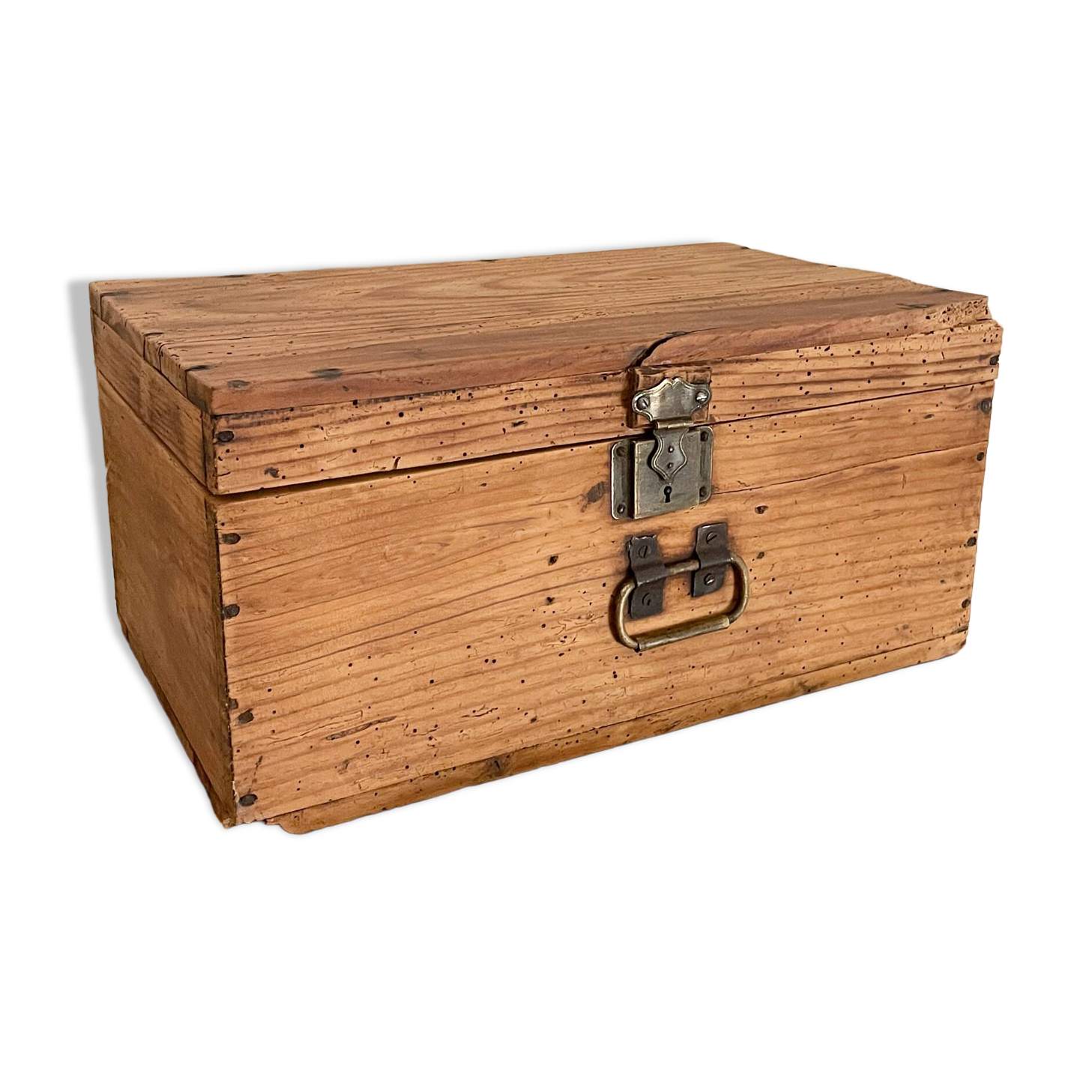 Antique solid pine chest - 41 x 25 x 20