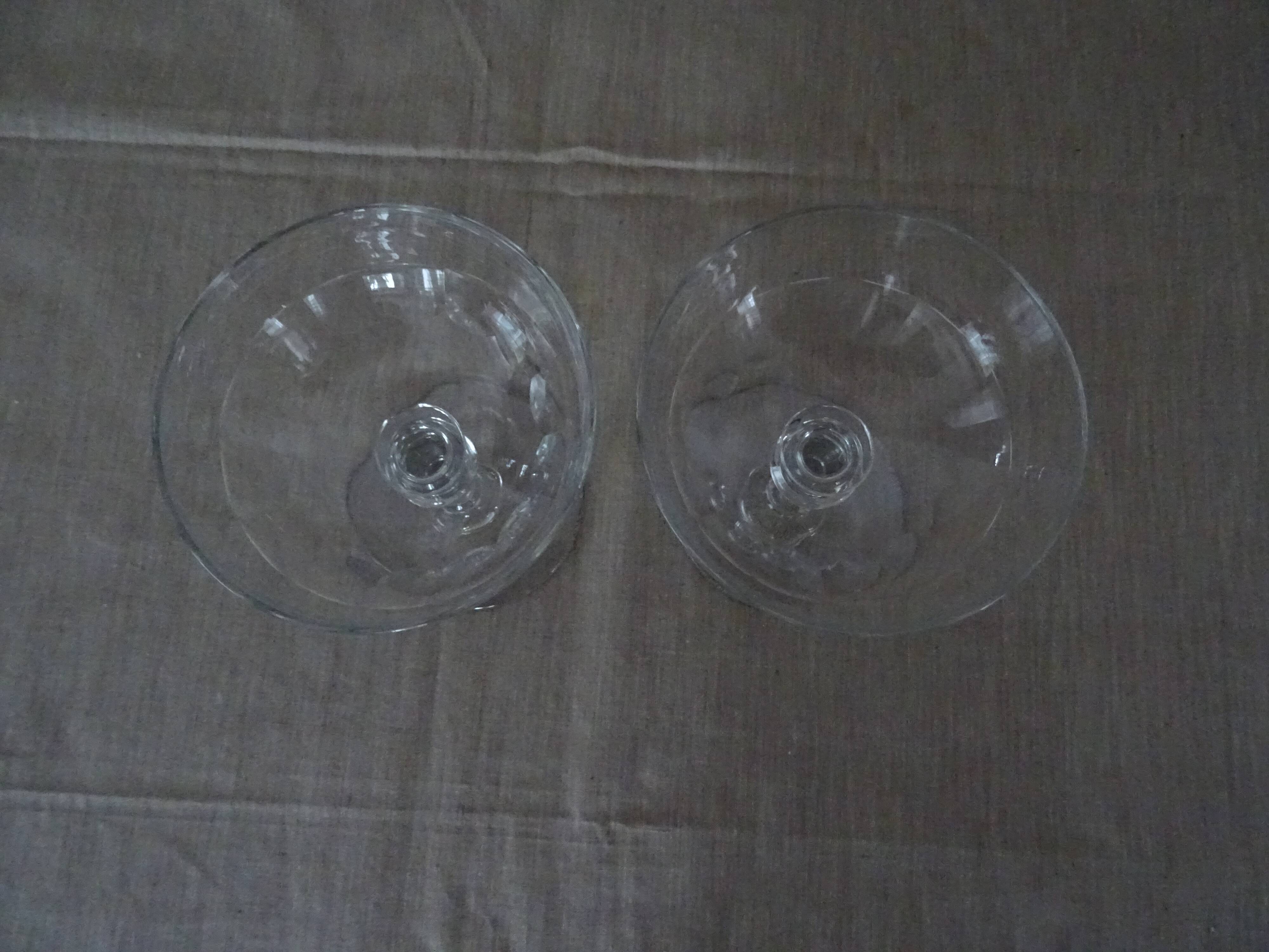 Pair of old champagne glasses crystal faceted louis Philippe