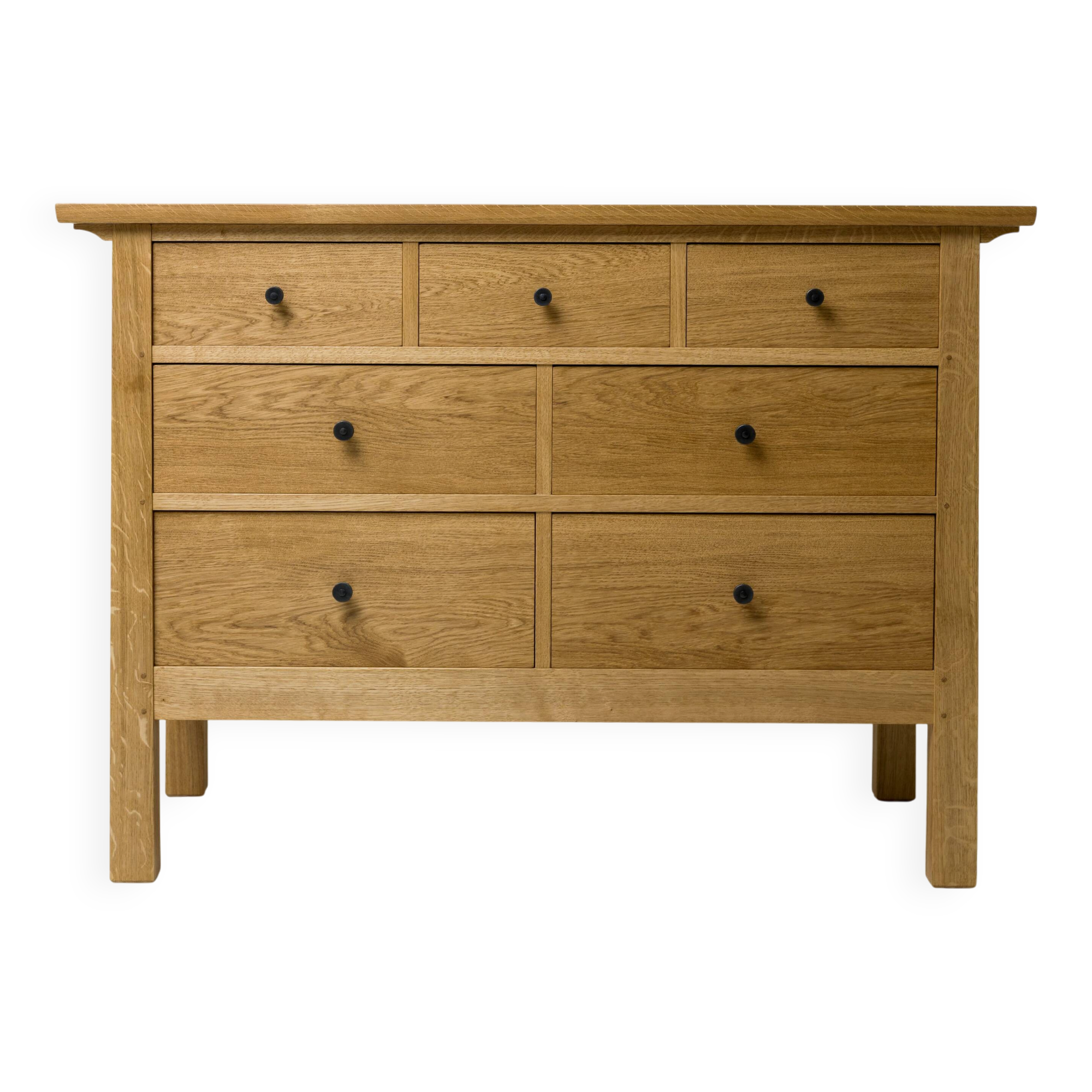 Commode 7 tiroirs en chêne massif
