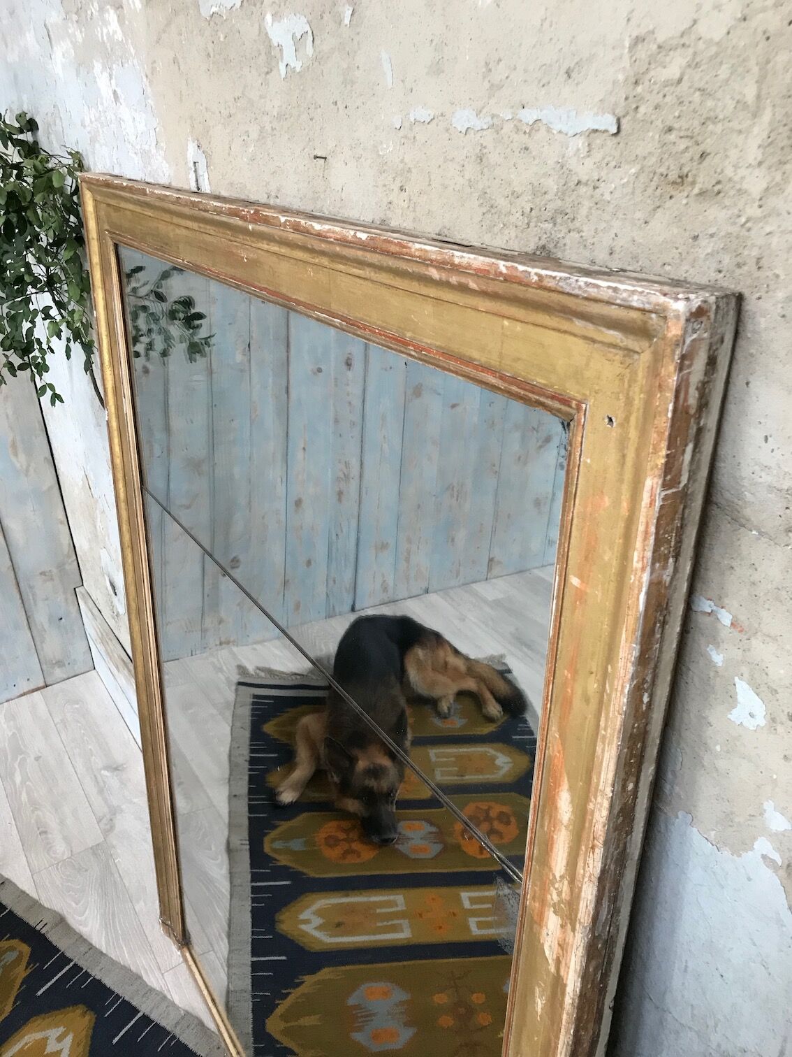 Golden rectangular mirror - 171x127cm