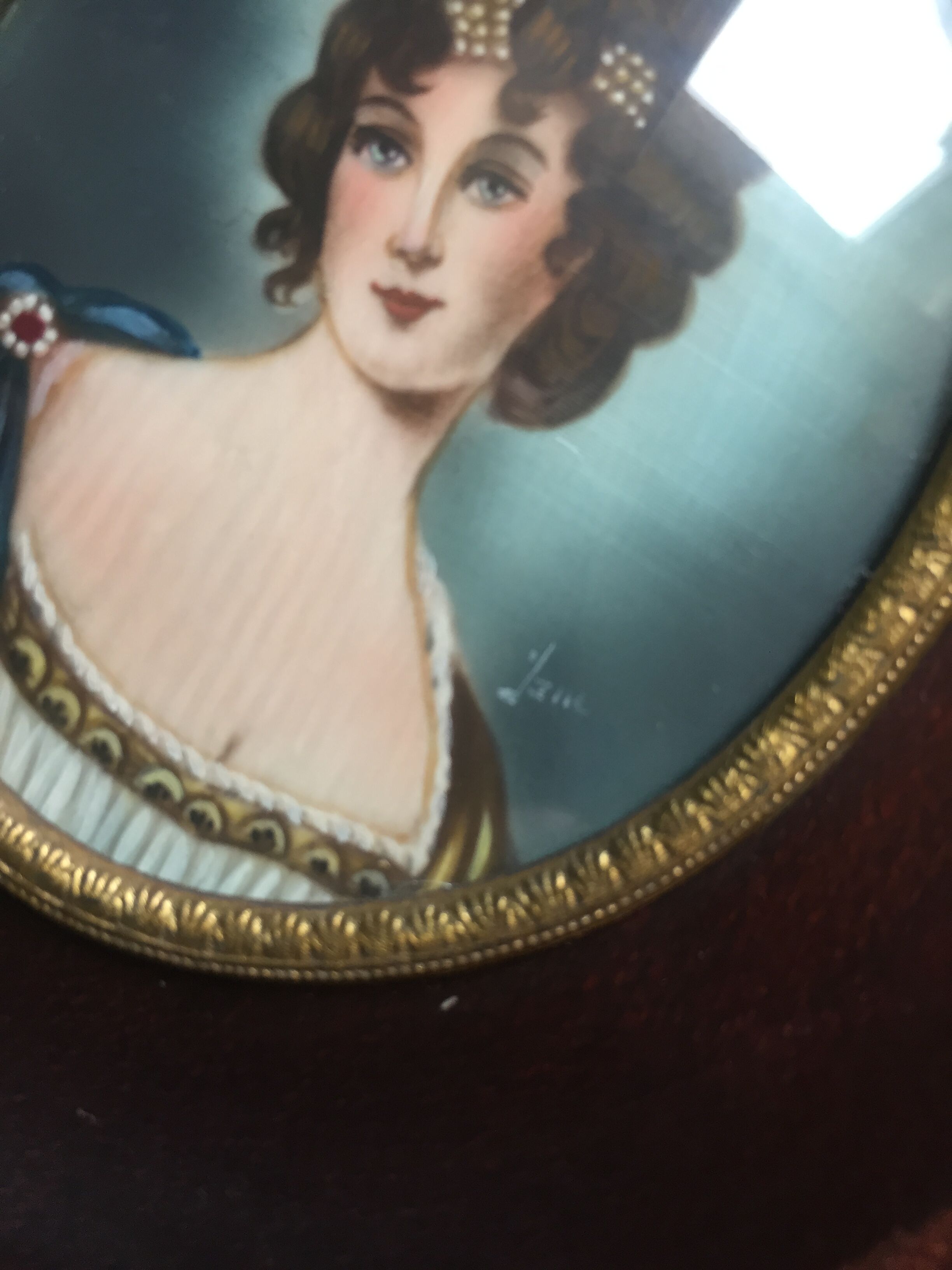 Miniature on ivory - young woman Empire era - Signed Jan