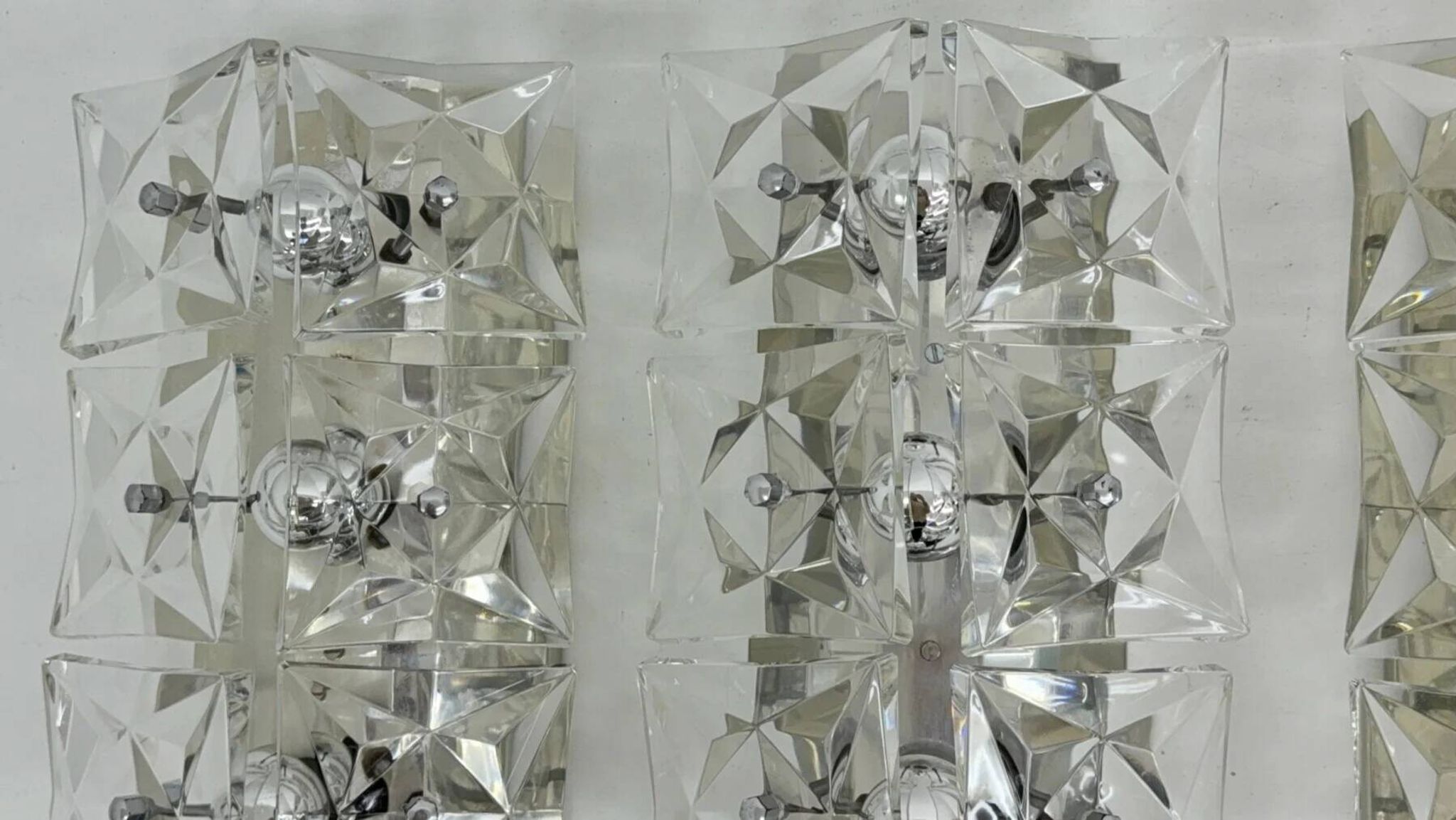 Set of 3 mid-century large crystal sconce by Kinkeldey, Germany, 1970s
