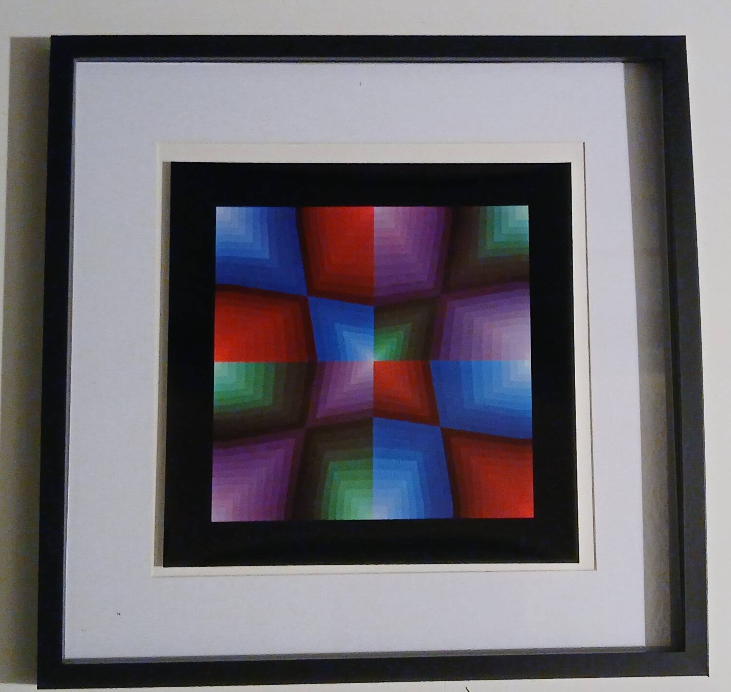 Tableau Vintage Art Optique - Victor Vasarely - Frame 40x40cm
