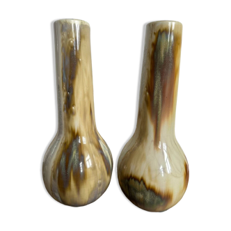 Set of two flamed stoneware vases