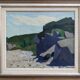 Mid-Century Modern "Outcrop" Swedish Landscape Oil Painting, Framed