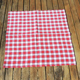 6 old vichy red & white napkins