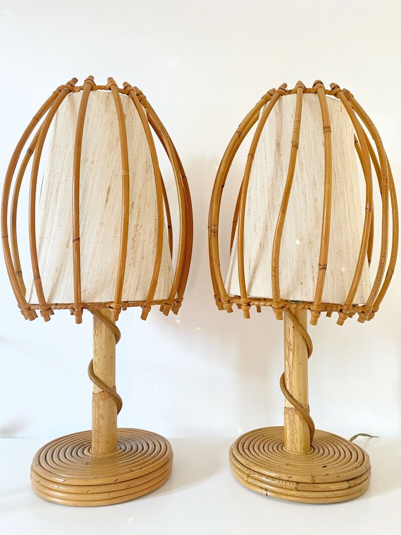 Louis Sognot rattan lamp