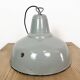 Lampe suspendue en émail gris industriel, années 1960