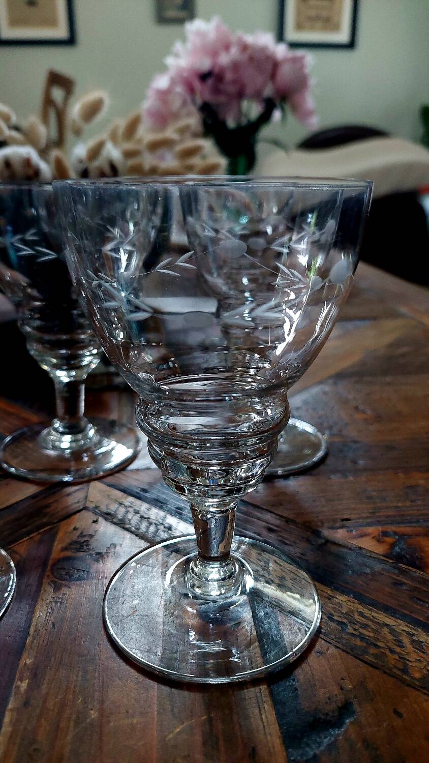 Set of 8 antique crystal glasses - 1940s-1950s