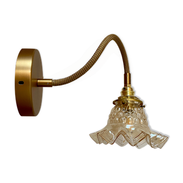 Wall lamp flexible cable tulip vintage amber glass
