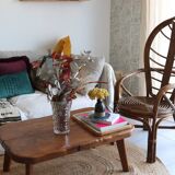 Vintage 1970s bamboo and rattan leaf armchair
