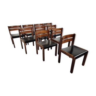 Set de 10 chaises vintage années 70/80