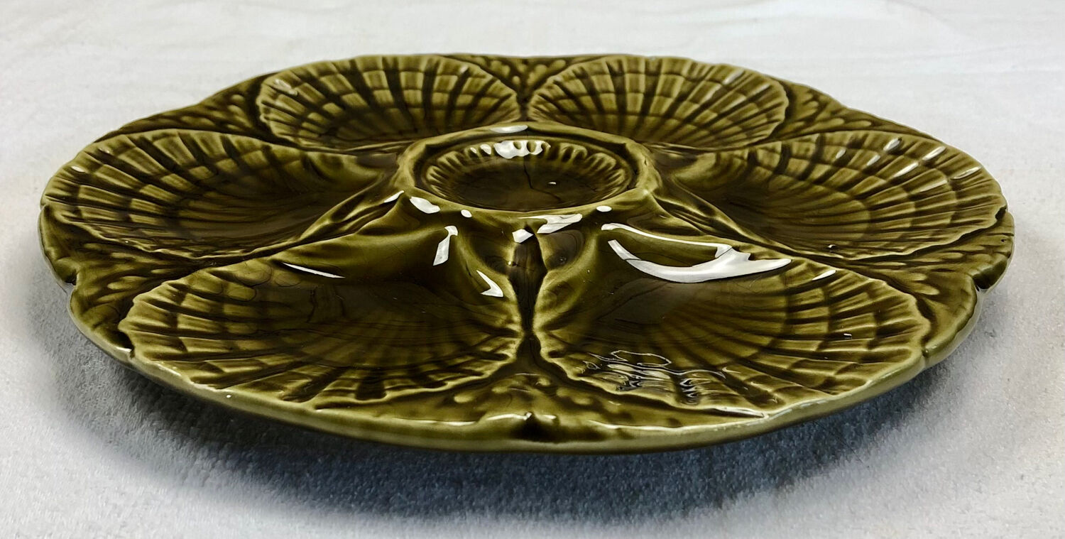 Lot 6 plates of oysters barbotine Sarreguemines