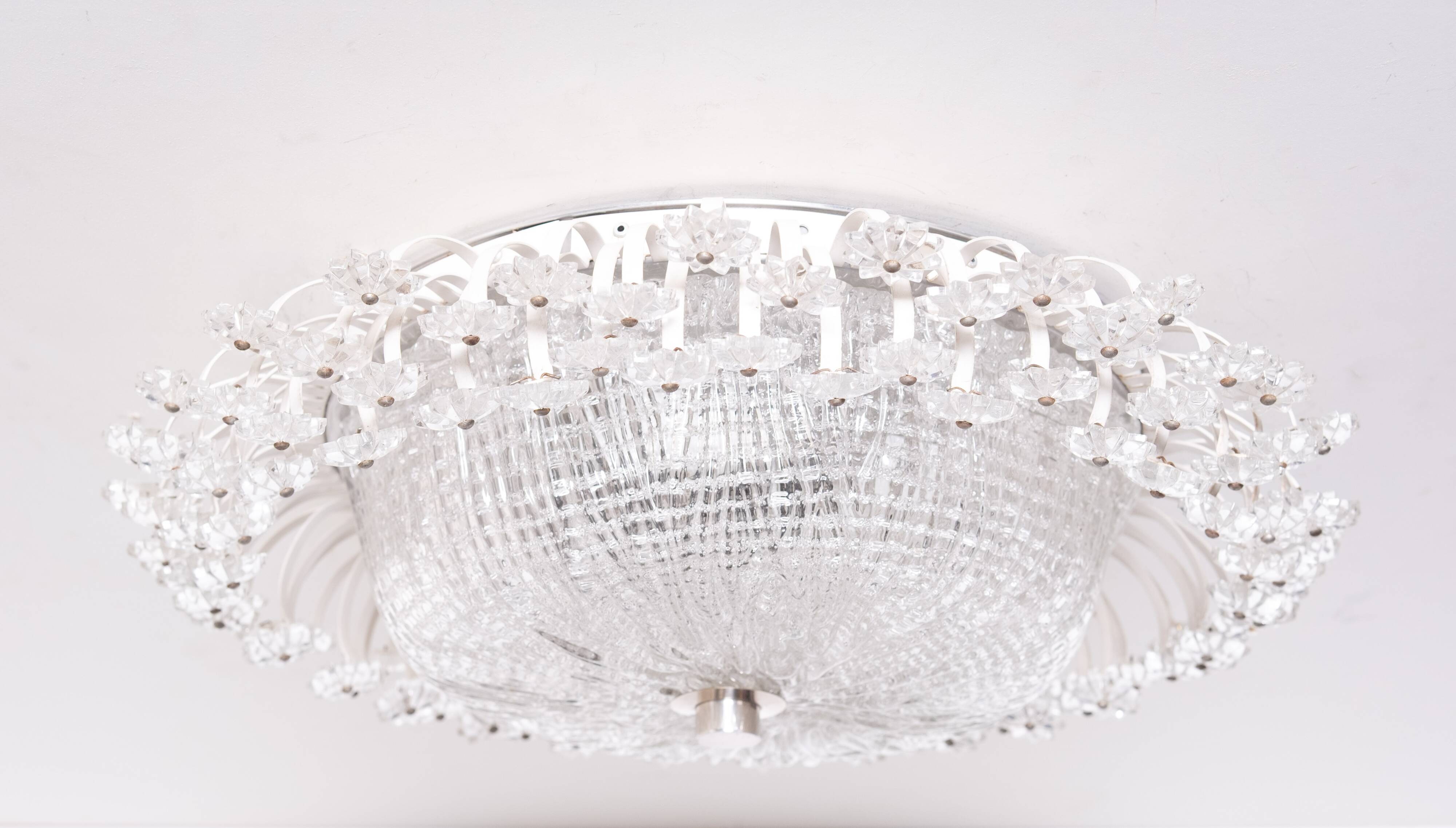 Floral Mid-Century Modern Flush Lamp Emil Stejnar 1960s Austria