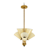 Chandelier Kamenický Šenov – Czechoslovakia, 1950s, brass and glass