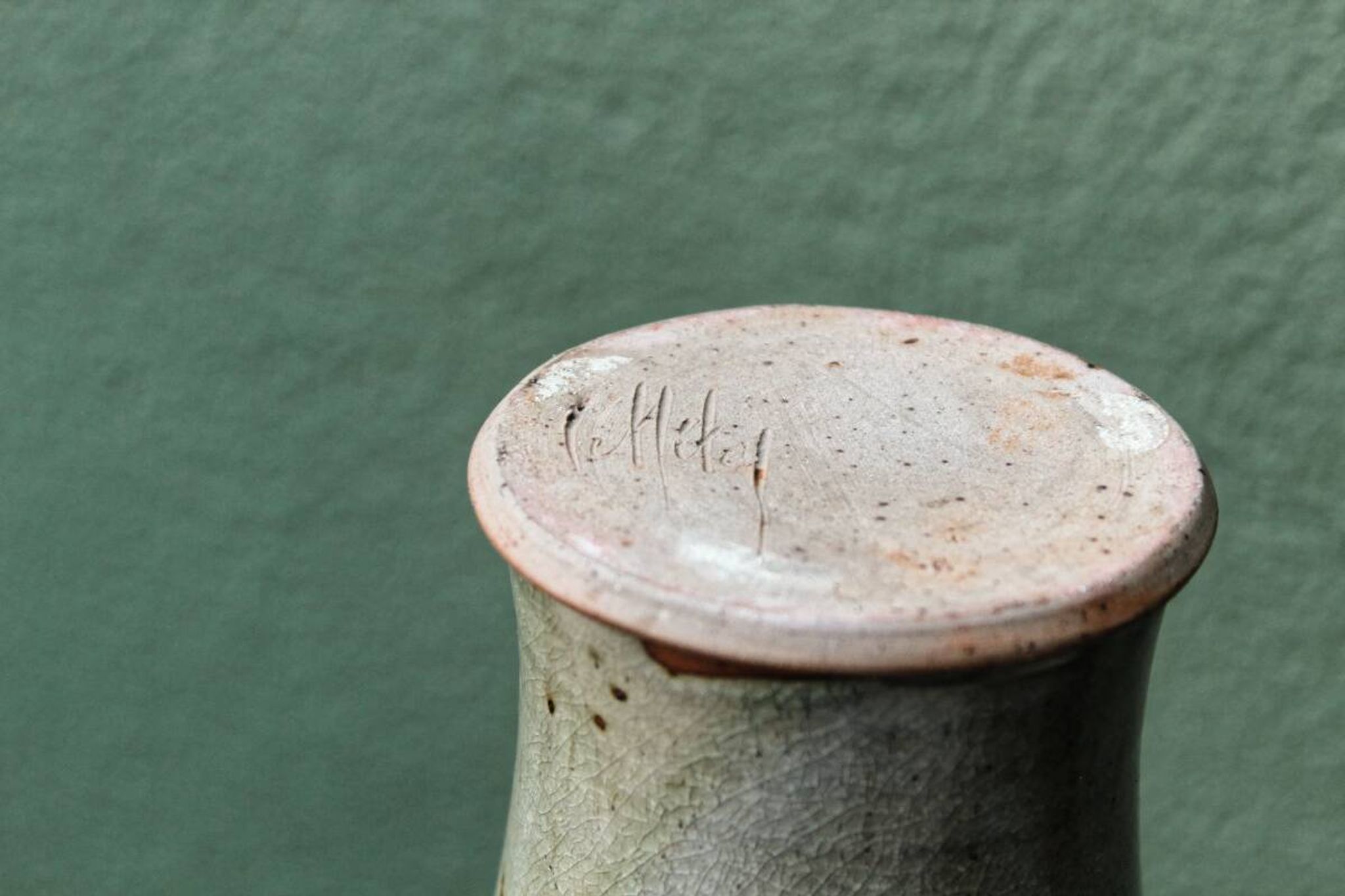 Glazed stoneware vase, signed, oxblood