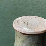 Glazed stoneware vase, signed, oxblood