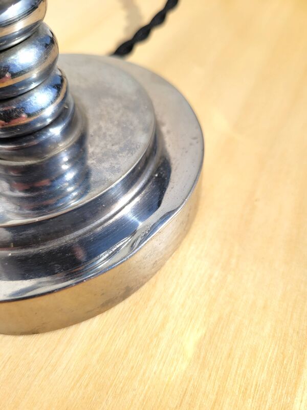 Pied de lampe chrome et cristal vers 1940