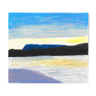 Coucher de soleil - a4 - dessin au pastel - paysage - sunset