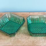 Emerald green glass ramekins Arcoroc, crystal glassware from Arques.