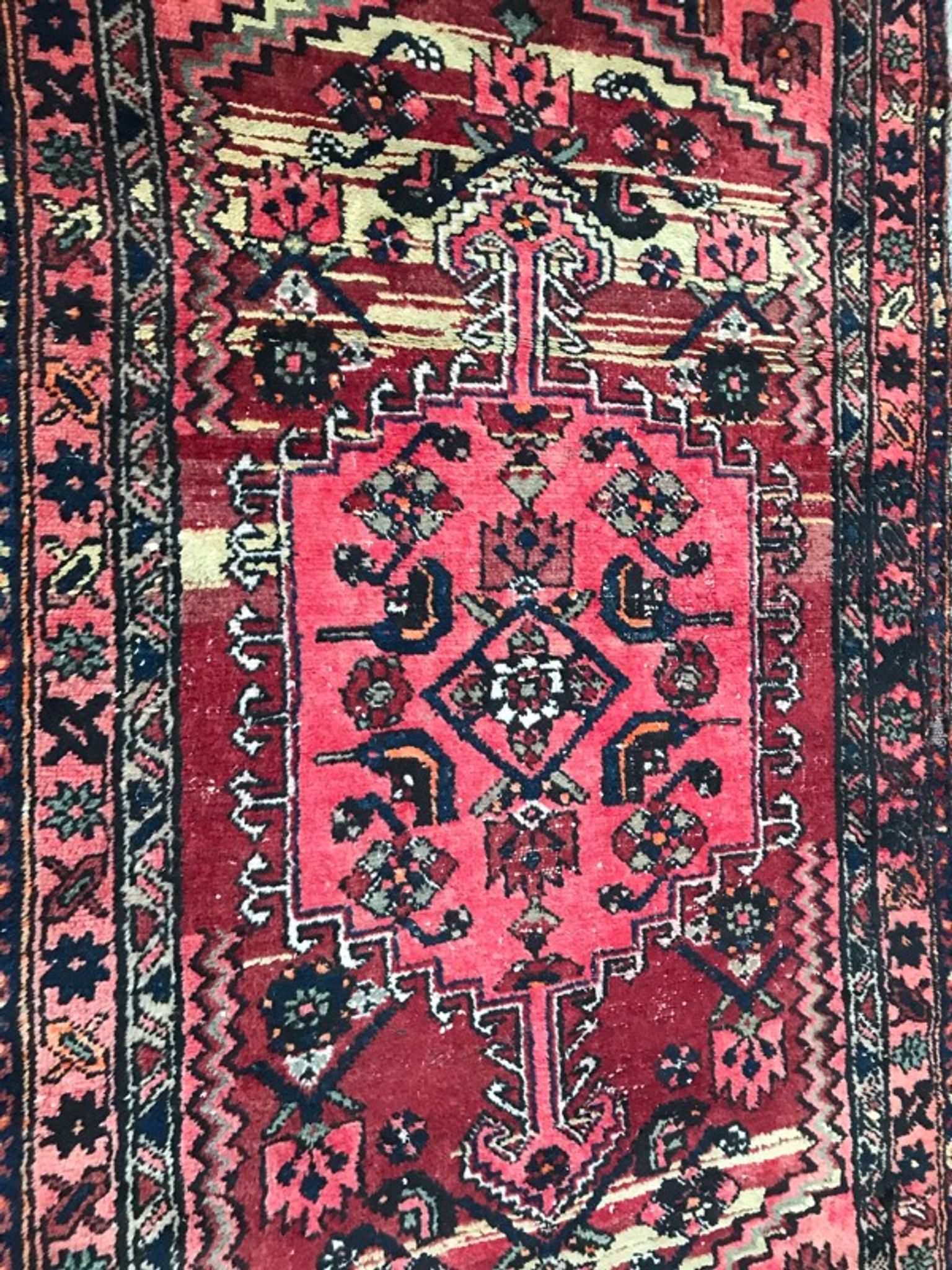Carpet Persian hamadan's vintage hand 103 x 190 cm