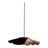 Large wavy flat leaf suspension in teak with flower stripes D:50